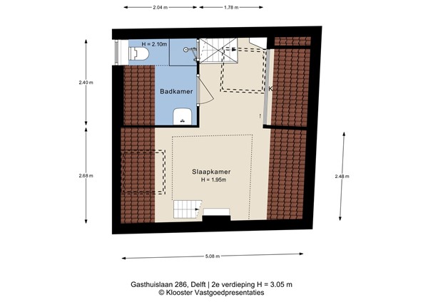 Plattegrond - Gasthuislaan 286, 2611 RC Delft - Gasthuislaan 286_2e.jpg
